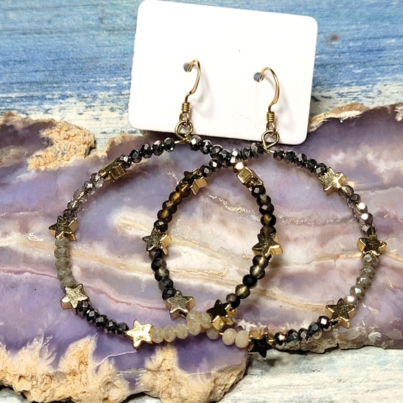 Jewelry - Star Beaded Hoop Earrings.